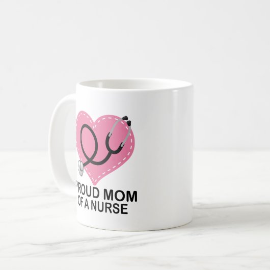 Stolze Mama eines Krankenschwester-Herz-Geschenks Kaffeetasse (Vorderseite Links)