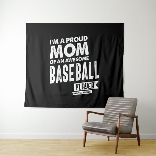 Stolze Mama eines Phantastischen Baseballspielers Wandteppich (Beispiel (Horizontal))