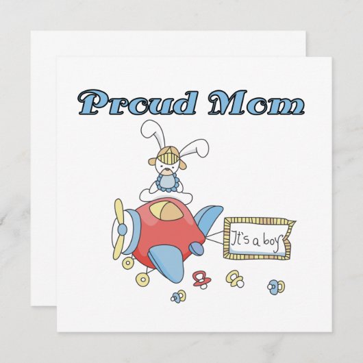 Stolze Mama Flugzeug Es ist ein Junge Geschenke Ankündigung (Vorne/Hinten)