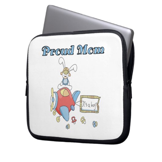 Stolze Mama Flugzeug Es ist ein Junge Geschenke Laptopschutzhülle (Vorderseite Links)