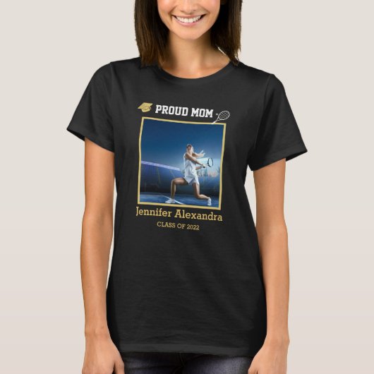 Stolze Mama Foto Tennisspieler Black Gold Graduate T-Shirt (Vorderseite)