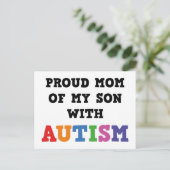 Stolze Mama meines Sohnes mit Autismus Postkarte (Stehend Vorderseite)