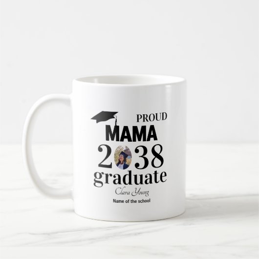 Stolze Mama personalisiertes Abschlusshemd Kaffeetasse (Links)