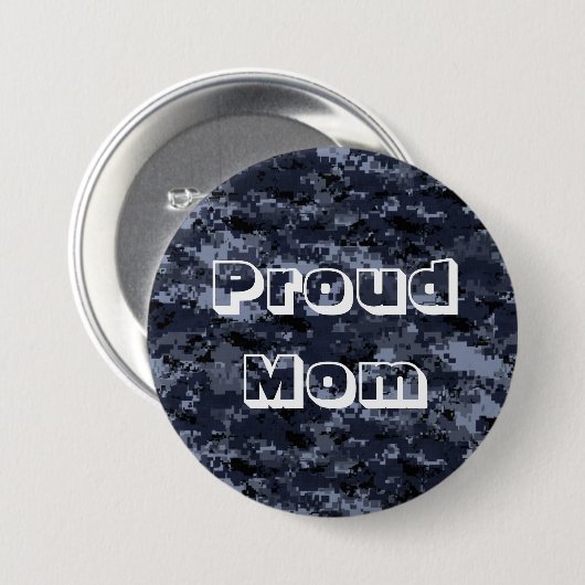 Stolze Mama U.S. Military Blue Camouflage Button (Vorne & Hinten)
