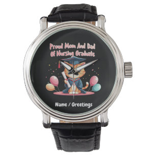 Stolze Mama und Vater eines Krankenpflegestudiums  Armbanduhr