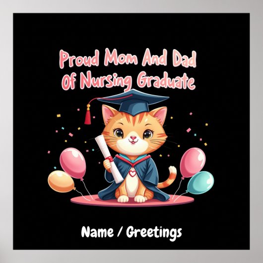 Stolze Mama und Vater eines Krankenpflegestudiums Poster (Vorne)