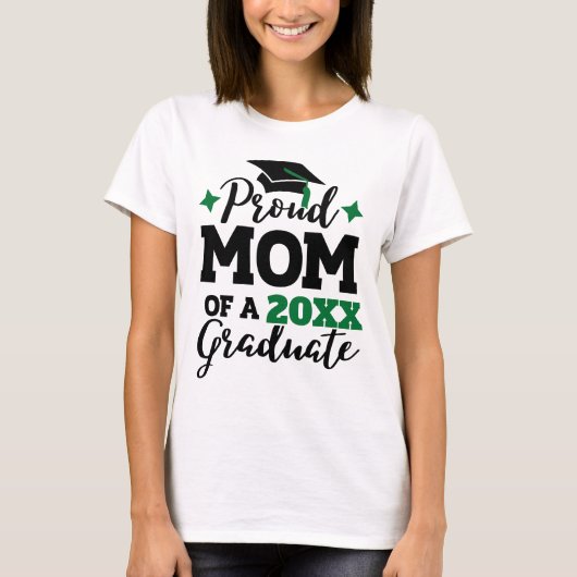 Stolze Mama von 2022 Graduierte schwarz-grüne Mütz T-Shirt (Vorderseite)