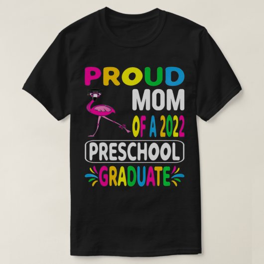 Stolze Mama von 2022 Vorschule Flamingo Wearing Ha T-Shirt (Design vorne)