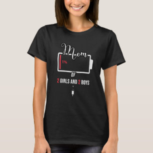 Stolze Mama von 2 Mädchen und 2 Jungen lustige gra T-Shirt