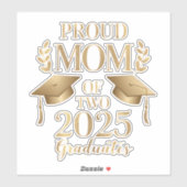 Stolze Mama von zwei 2025 Graduate Twins Aufkleber (Blatt)