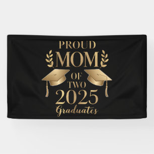 Stolze Mama von zwei 2025 Graduate Twins Banner