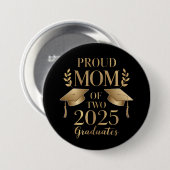 Stolze Mama von zwei 2025 Graduate Twins Button (Vorne & Hinten)