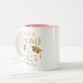 Stolze Mama von zwei 2025 Graduate Twins Zweifarbige Tasse (Vorderseite Links)