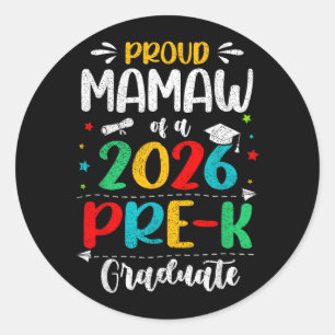 Stolze Mamaw eines 2026 Pre-K-Absolventen Jungen M Runder Aufkleber