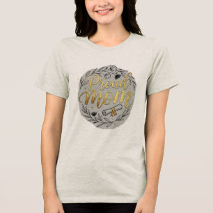 Stolze Mutter Abschluss Gold Glitter Blumenkranz T Tri-Blend Shirt