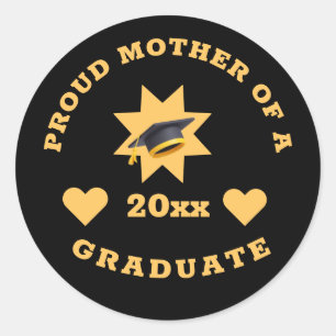 Stolze Mutter des Graduate Year Gold Black Runder Aufkleber