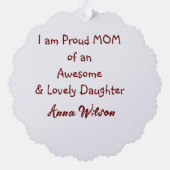 Stolze Mutter einer phantastischen Tochter fügt Na Ornament Karte (Rückseite)