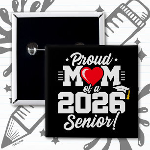 Stolze Mutter eines Absolventen 2026 Zitat Button