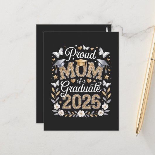 Stolze Mutter eines Absolventen von 2026 Postkarte (Vorderseite/Rückseite Beispiel)