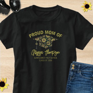 Stolze Mutter Klasse 2026 Schwarz & Gelb Absolvent T-Shirt
