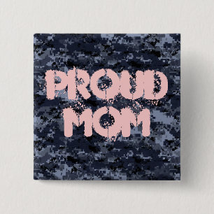 Stolze Mutter Militär Blau Camouflage Knopf Button