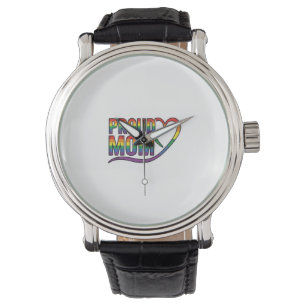 Stolze Mutter Regenbogen Herz Vintage Gravur Desig Armbanduhr
