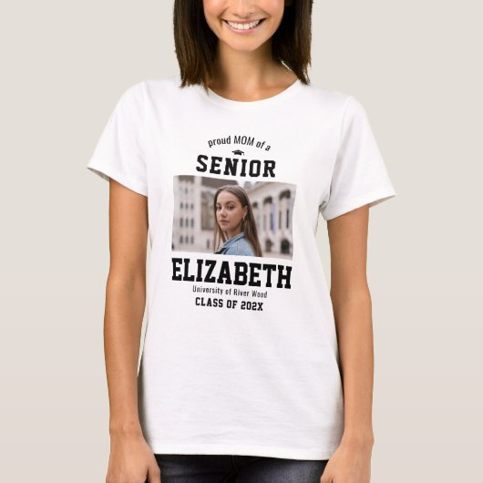 Stolze Mutter Senior Custom Jahr Absolvent Eltern T-Shirt (Vorderseite)