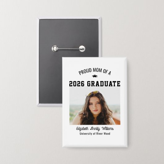 Stolze Mutter Senior Individuelles Jahr Absolvente Button (Vorderseite/Rückseite)