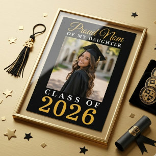 Stolze Mutter Tochter Formal Schwarz Gold Abschlus Poster