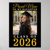 Stolze Mutter Tochter Formal Schwarz Gold Abschlus Poster (Vorne)