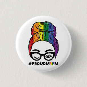 Stolze Mutter Unordentlicher Haarknoten LGBTQ Rege Button