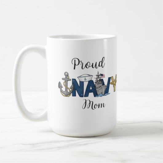 Stolze Navy-Mama Muttertag Kaffeetasse (Links)