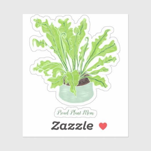 Stolze Pflanze Mama - Brunnenfarnschnitt. Aufkleber (Blatt)