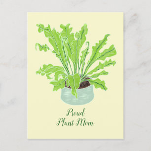 Stolze Pflanze Mama - Vogelnest-Farn auf Orange. Postkarte