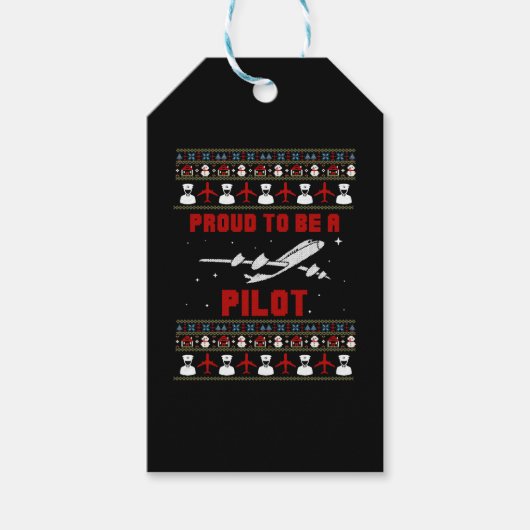 Stolze Pilotin Weihnachten mit Flugzeug und Schnee Geschenkanhänger (Vorderseite)