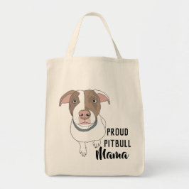 Stolze Pitbull Mutter Tote (Weiß/TAN) Tragetasche