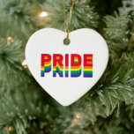 Stolze Regenbogen-Retrofarben Gay-Herz Weihnachten Keramik Ornament<br><div class="desc">Stolze Regenbogenfarben quee Gay Lgbtq Weihnachtsherz Keramik Ornament. Anpassbarer Text</div>