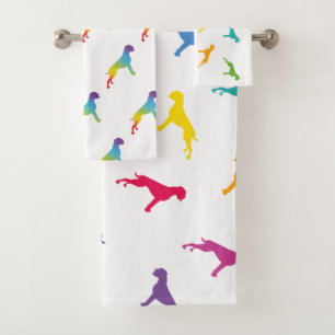 stolze Regenbogenboxhunde Badhandtuch Set