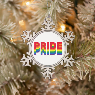 Stolze Regenbogenfarben Gay que Lgbtq Retro Schneeflocken Zinn-Ornament