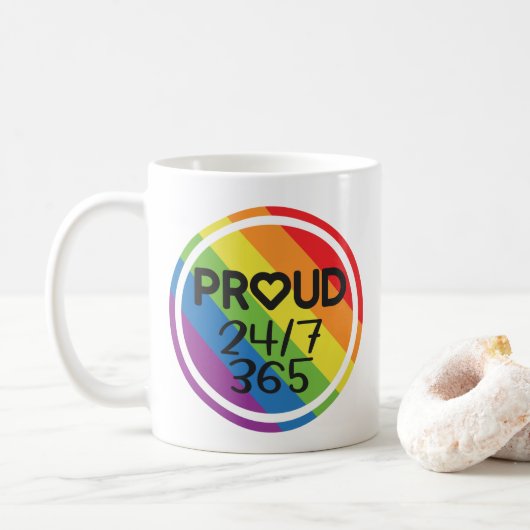 Stolze Regenbogenfarben jeden Monat Kaffeetasse (Mit Donut)