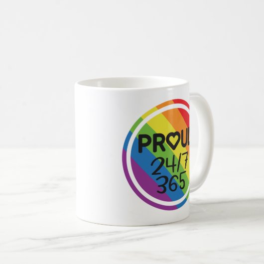 Stolze Regenbogenfarben jeden Monat Kaffeetasse (VorderseiteRechts)