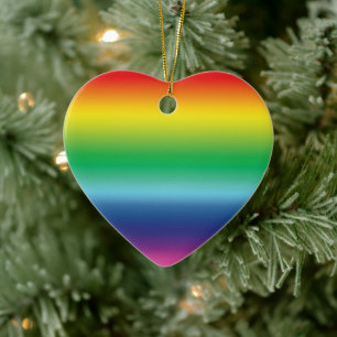 Stolze Regenbogenfarben lgbtq Herz niedlich Weihna Keramik Ornament