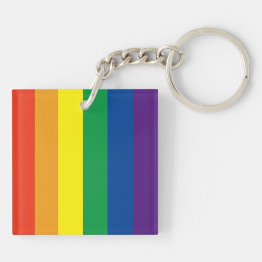 Stolze Regenbogenfarben personalisierter Schlüssel Schlüsselanhänger (Rückseite)