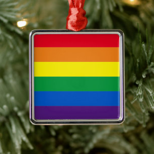 Stolze Regenbogenfarben Streifen Lgbt Gay Fahne Ornament Aus Metall