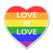 Stolze Regenbogenflagge Herz Gay Pride Liebe ist L Aufkleber (Vorderseite)