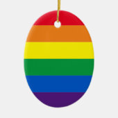 Stolze Regenbogenstreifen LGBT Gay Fahne Weihnacht Keramik Ornament (Vorne)