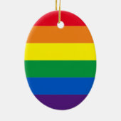 Stolze Regenbogenstreifen LGBT Gay Fahne Weihnacht Keramik Ornament (Hinten)