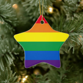 Stolze Regenbogenstreifen LGBT Gay Flag Weihnachte Keramik Ornament