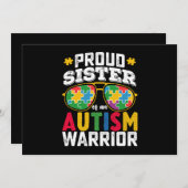 Stolze Schwester einer Familie des Autismus Kriege Einladung (Vorne/Hinten)