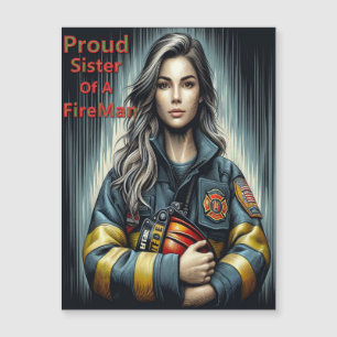 Stolze Schwester einer Feuerwehrrobotik Magnetkarte